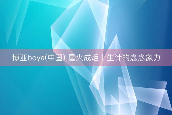 博亚boya(中国) 星火成炬｜生计的念念象力