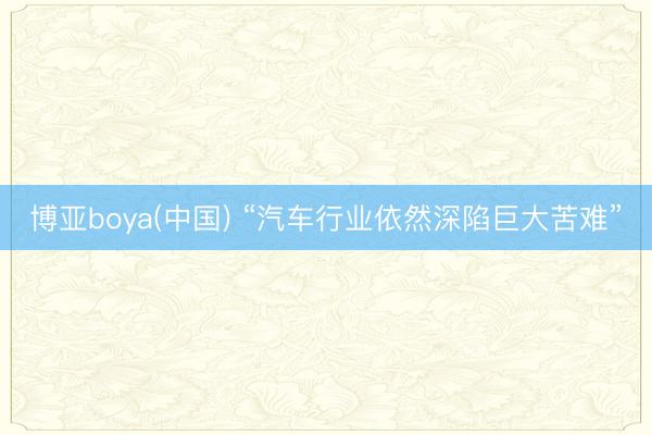 博亚boya(中国) “汽车行业依然深陷巨大苦难”