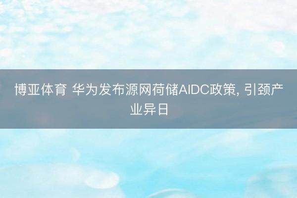 博亚体育 华为发布源网荷储AIDC政策， 引颈产业异日