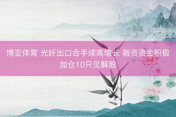 博亚体育 光纤出口合手续高增长 融资资金积极加仓10只见解股