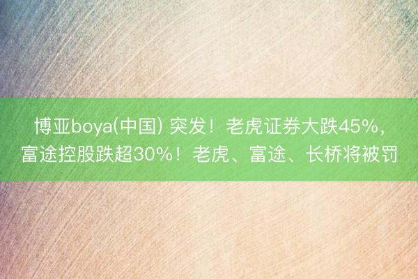 博亚boya(中国) 突发！老虎证券大跌45%，富途控股跌超30%！老虎、富途、长桥将被罚