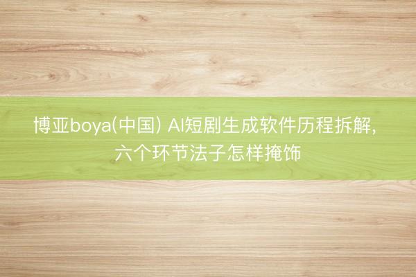 博亚boya(中国) AI短剧生成软件历程拆解, 六个环节法子怎样掩饰