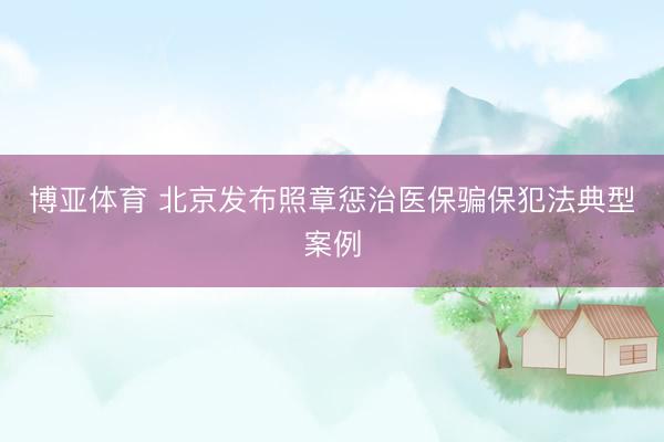 博亚体育 北京发布照章惩治医保骗保犯法典型案例