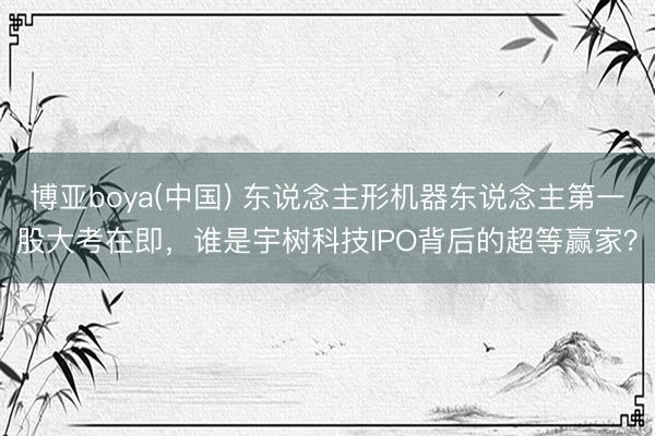 博亚boya(中国) 东说念主形机器东说念主第一股大考在即，谁是宇树科技IPO背后的超等赢家？