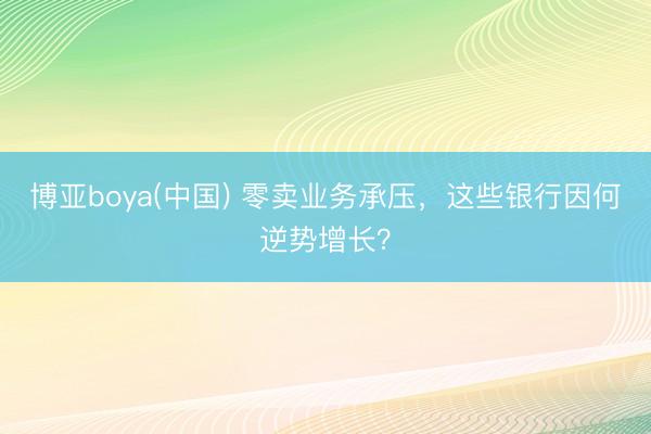 博亚boya(中国) 零卖业务承压，这些银行因何逆势增长？