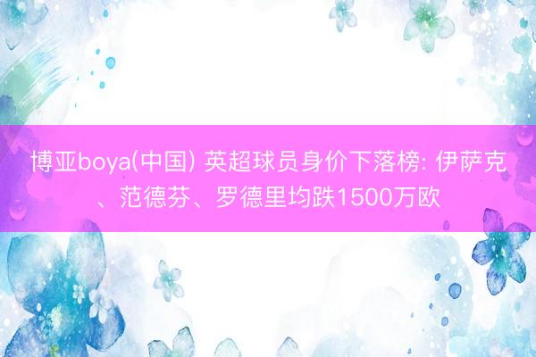 博亚boya(中国) 英超球员身价下落榜: 伊萨克、范德芬、罗德里均跌1500万欧