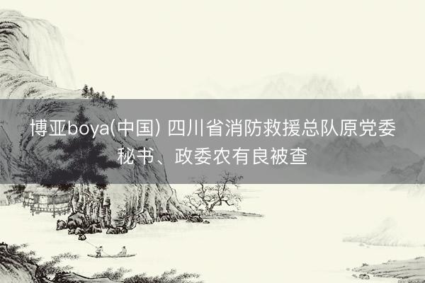 博亚boya(中国) 四川省消防救援总队原党委秘书、政委农有良被查