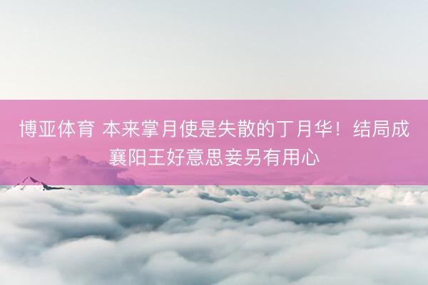 博亚体育 本来掌月使是失散的丁月华!结局成襄阳王好意思妾另有用心