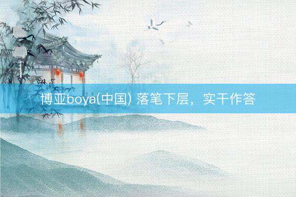 博亚boya(中国) 落笔下层，实干作答