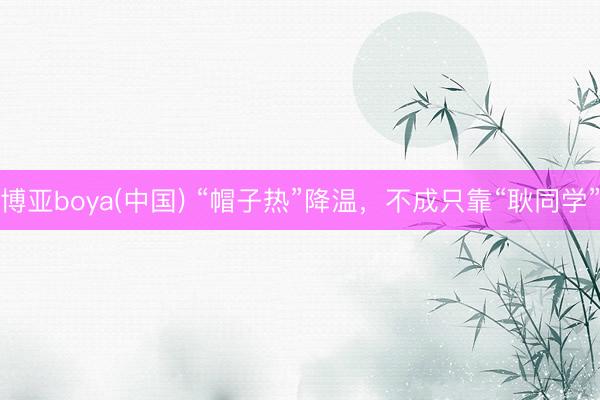 博亚boya(中国) “帽子热”降温，不成只靠“耿同学”