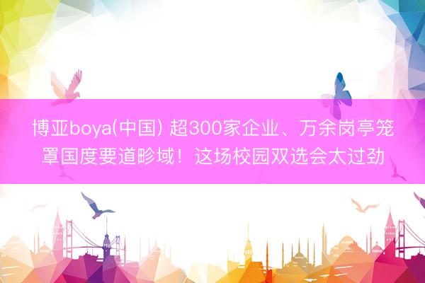 博亚boya(中国) 超300家企业、万余岗亭笼罩国度要道畛域！这场校园双选会太过劲