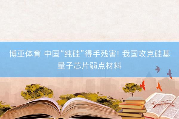 博亚体育 中国“纯硅”得手残害! 我国攻克硅基量子芯片弱点材料