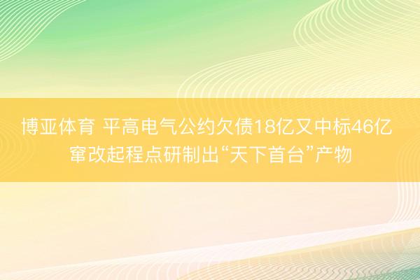 博亚体育 平高电气公约欠债18亿又中标46亿 窜改起程点研制出“天下首台”产物
