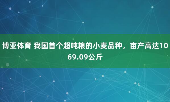 博亚体育 我国首个超吨粮的小麦品种，亩产高达1069.09公斤