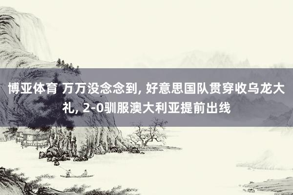 博亚体育 万万没念念到， 好意思国队贯穿收乌龙大礼， 2-0驯服澳大利亚提前出线